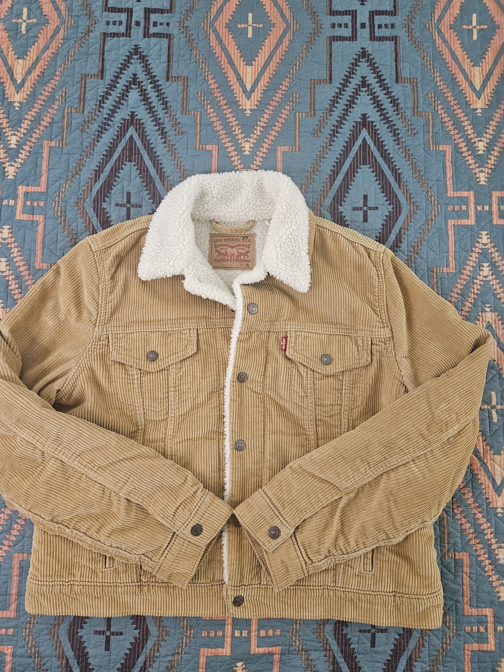 Levi's Tan Corduroy Sherpa-Lined Bomber Jacket